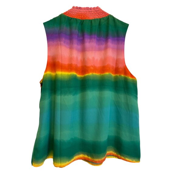 Womens Size Large Nicole Miller Sleeveless Rainbow Striped Top Blouse Lrg L - Picture 3 of 11